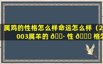 属鸡的性格怎么样命运怎么样（2003属羊的 🌷 性 🕊 格怎么样,命运好不好）